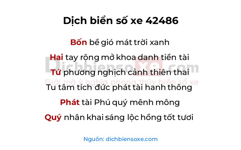 Dịch thơ biển số 42486