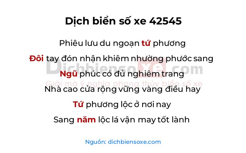 Dịch thơ biển số 42545