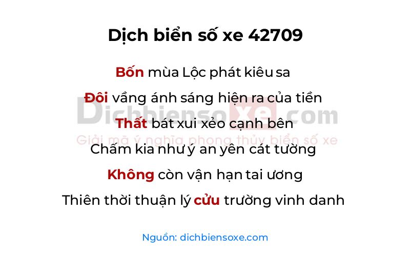 Dịch thơ biển số 42709