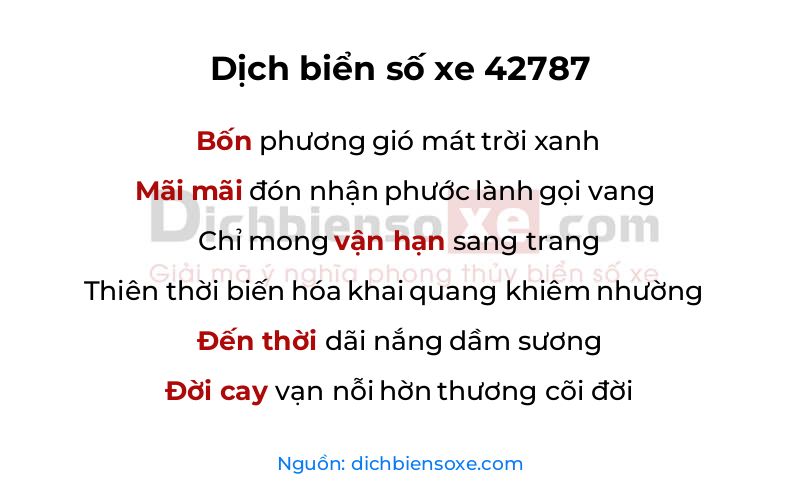 Dịch thơ biển số 42787