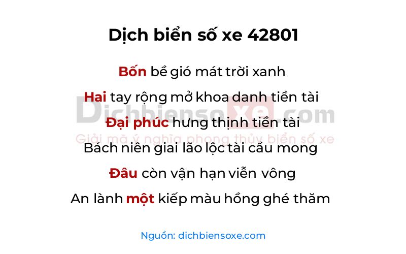 Dịch thơ biển số 42801