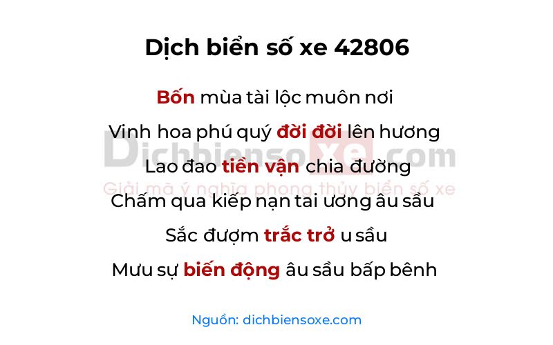 Dịch thơ biển số 42806