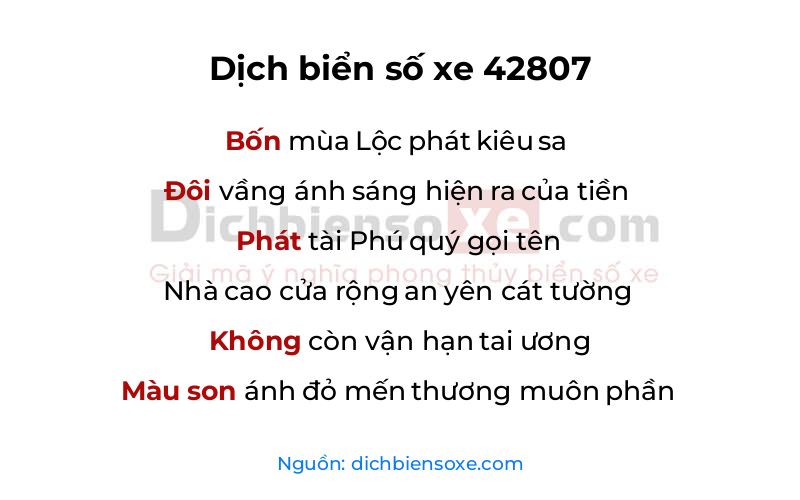 Dịch thơ biển số 42807