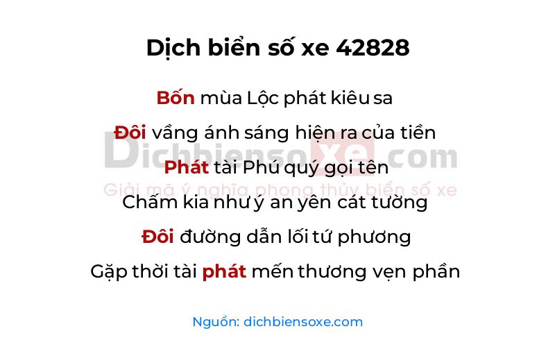Dịch thơ biển số 42828