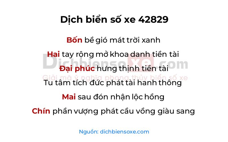 Dịch thơ biển số 42829