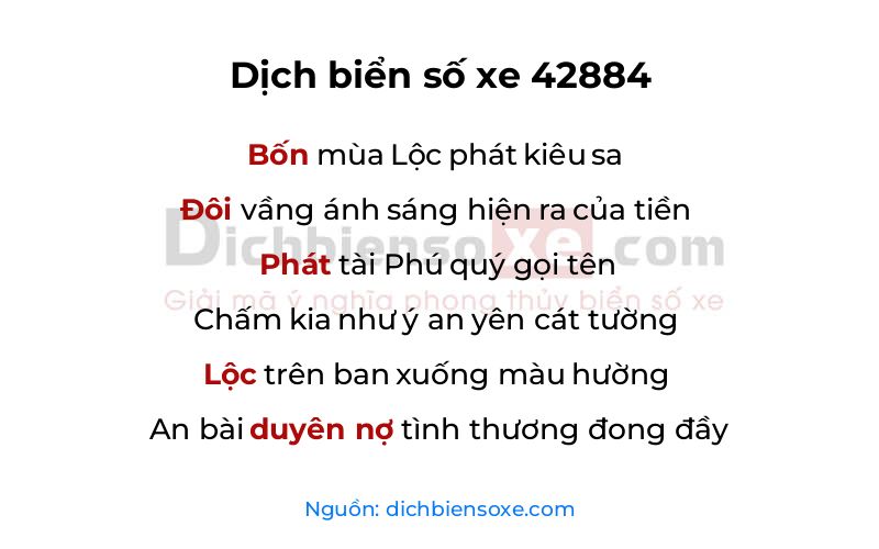 Dịch thơ biển số 42884