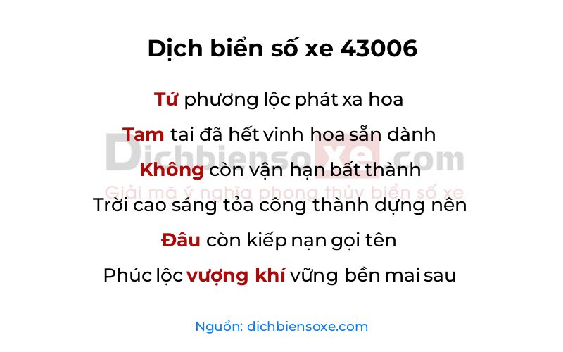 Dịch thơ biển số 43006