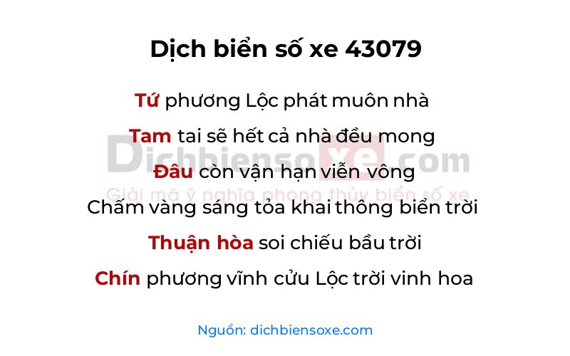 Dịch thơ biển số 43079