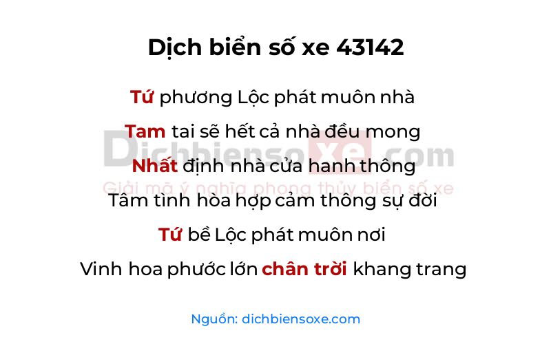 Dịch thơ biển số 43142