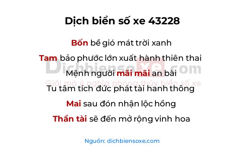 Dịch thơ biển số 43228