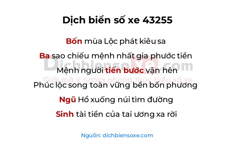 Dịch thơ biển số 43255