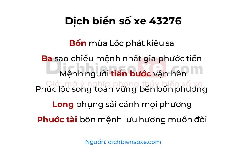 Dịch thơ biển số 43276