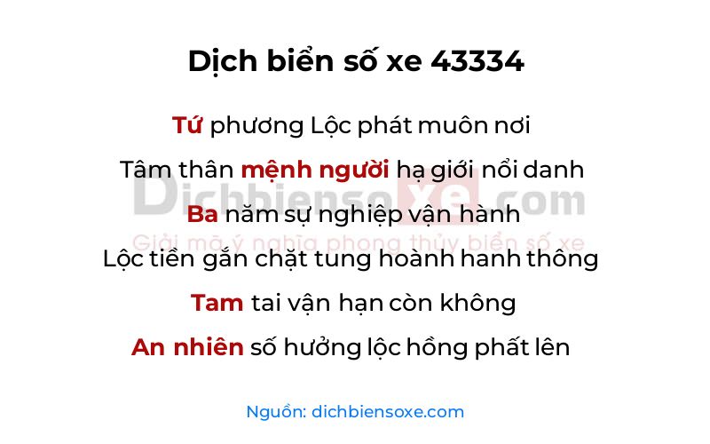 Dịch thơ biển số 43334
