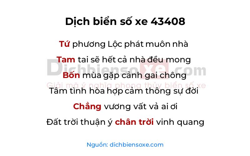 Dịch thơ biển số 43408