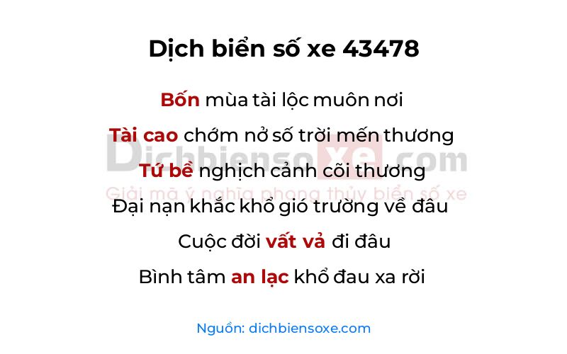 Dịch thơ biển số 43478