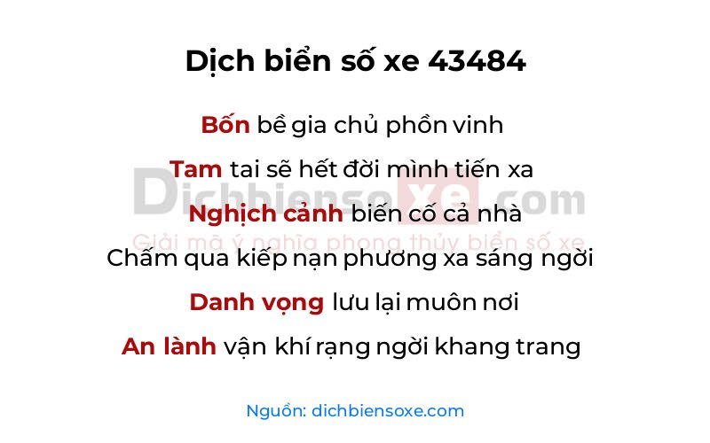 Dịch thơ biển số 43484