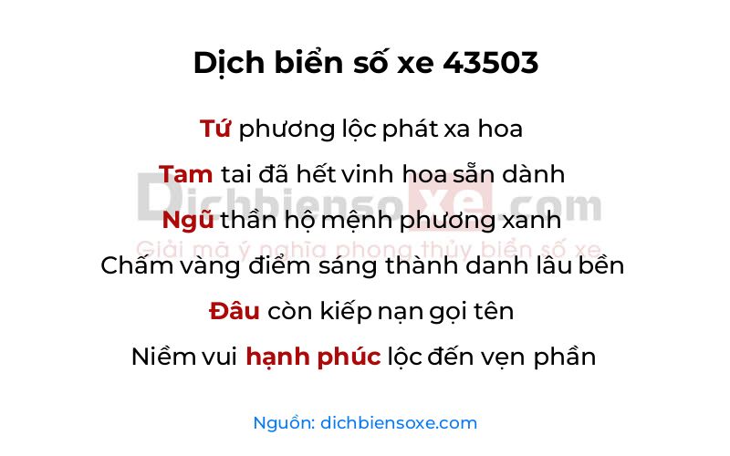 Dịch thơ biển số 43503