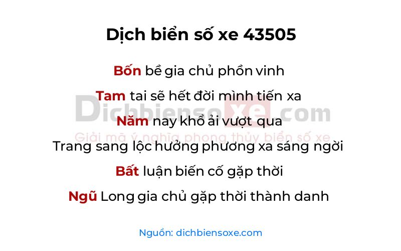 Dịch thơ biển số 43505
