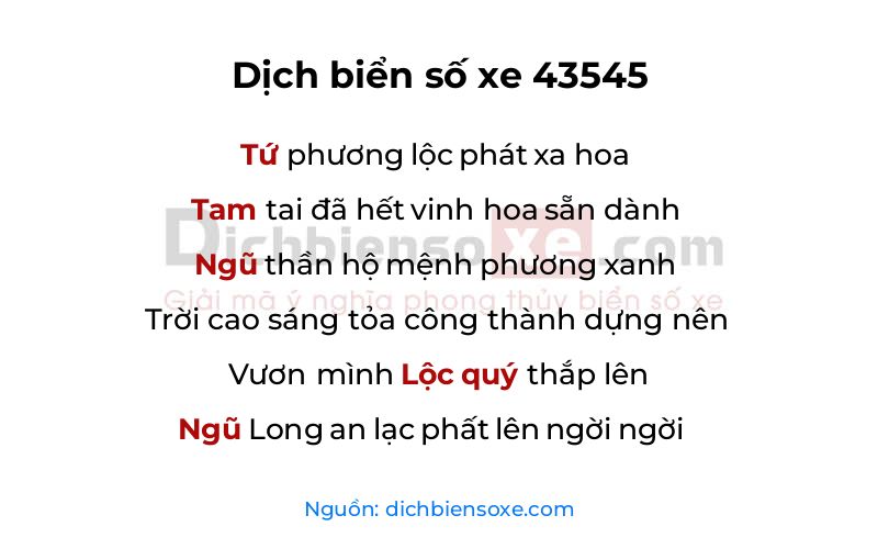 Dịch thơ biển số 43545