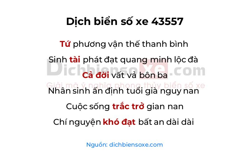Dịch thơ biển số 43557