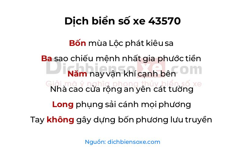 Dịch thơ biển số 43570