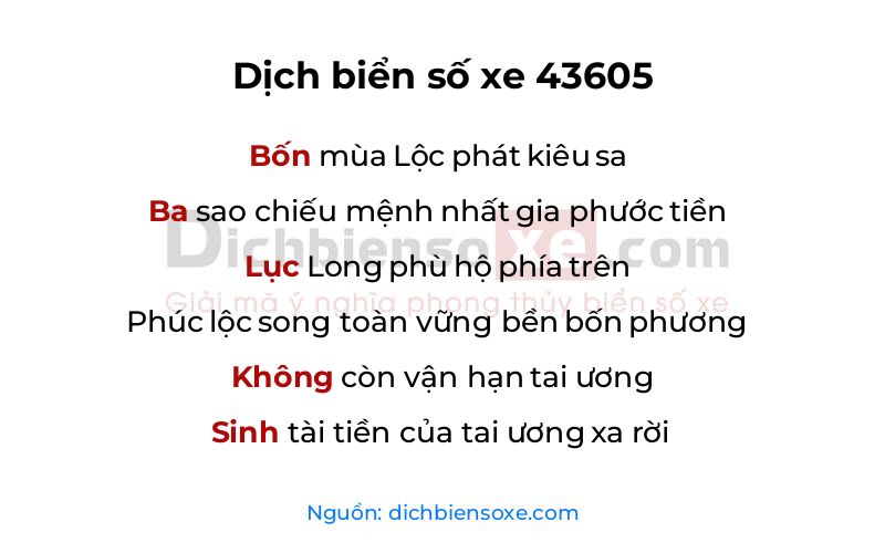 Dịch thơ biển số 43605