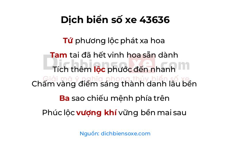 Dịch thơ biển số 43636