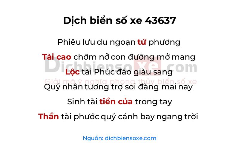 Dịch thơ biển số 43637