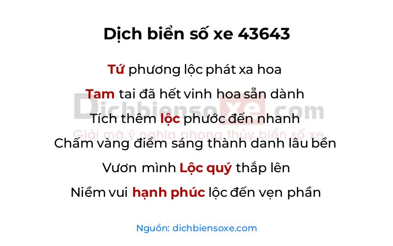 Dịch thơ biển số 43643