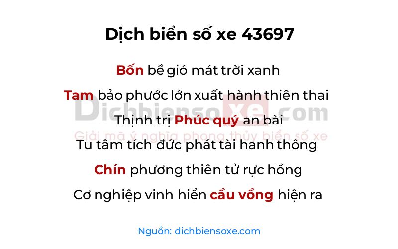 Dịch thơ biển số 43697