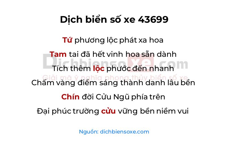 Dịch thơ biển số 43699