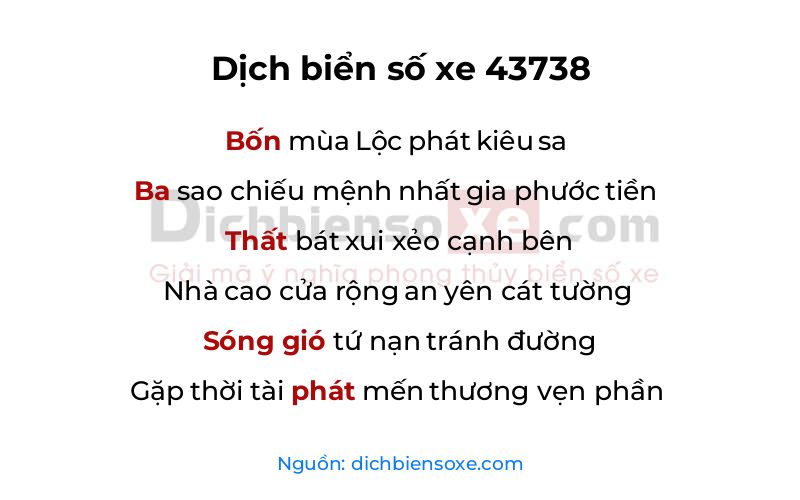 Dịch thơ biển số 43738
