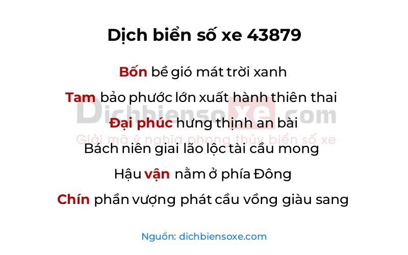 Dịch thơ biển số 43879