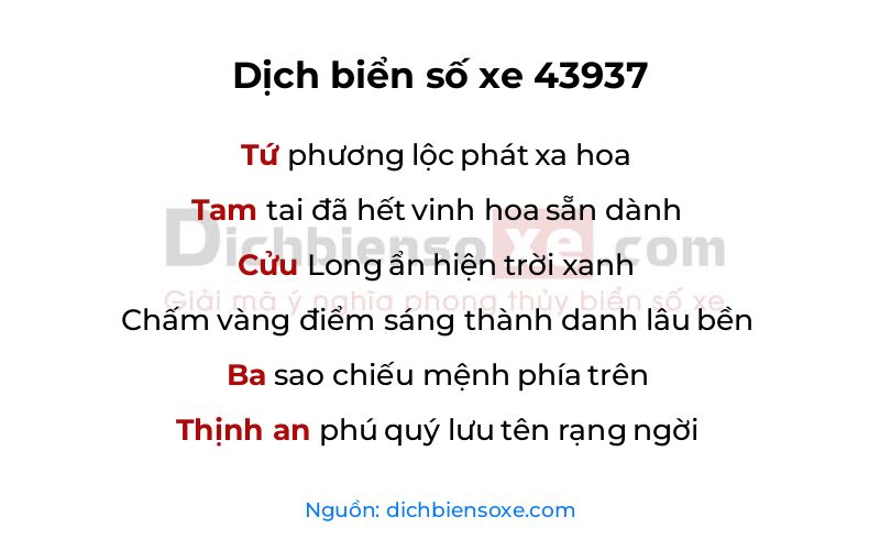 Dịch thơ biển số 43937