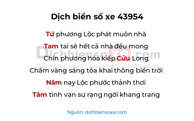 Dịch thơ biển số 43954