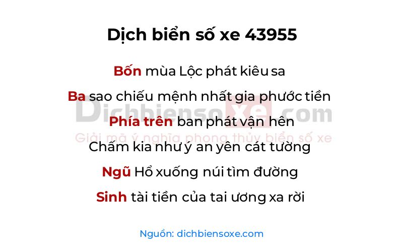 Dịch thơ biển số 43955