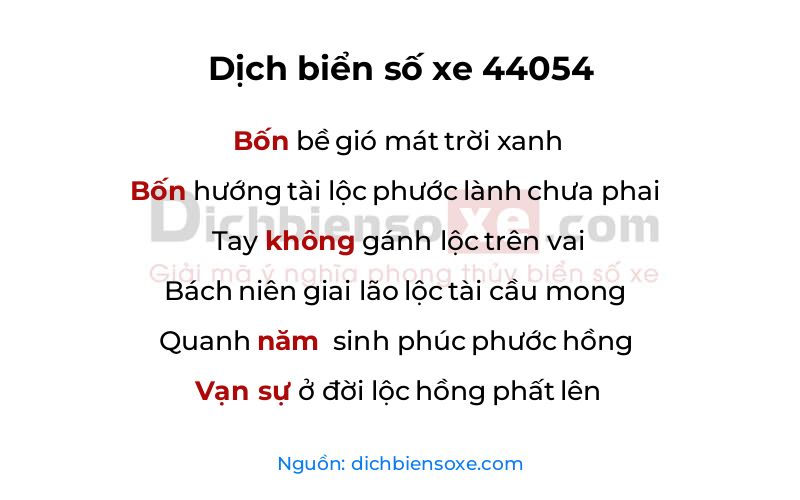 Dịch thơ biển số 44054