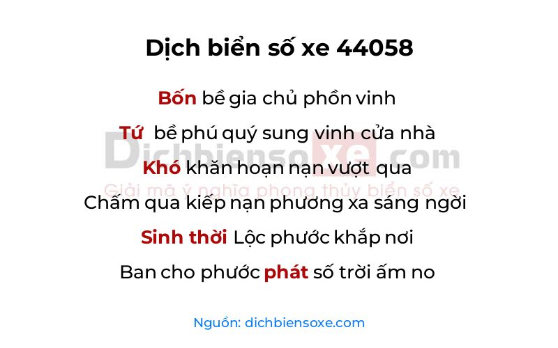 Dịch thơ biển số 44058