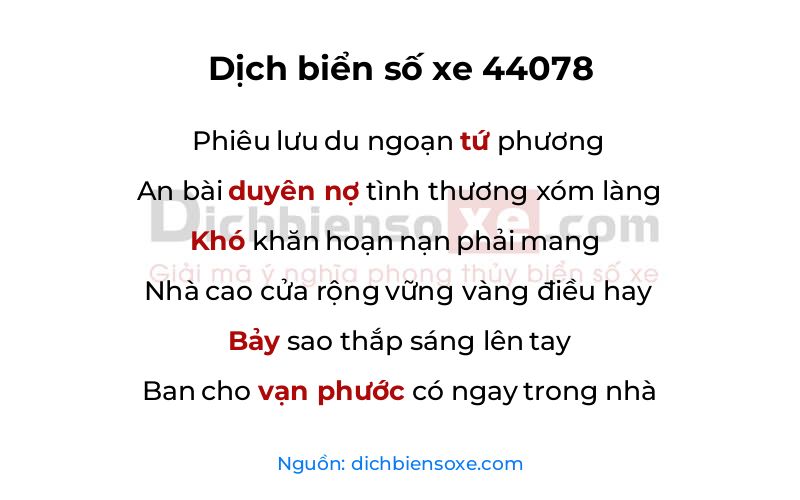 Dịch thơ biển số 44078