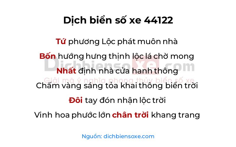 Dịch thơ biển số 44122