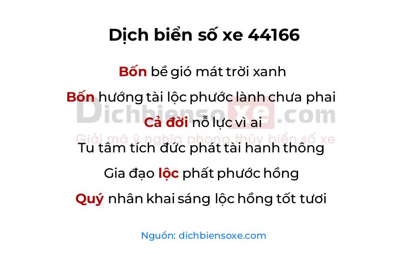 Dịch thơ biển số 44166