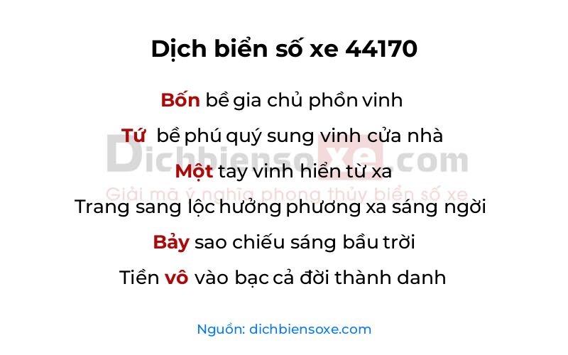 Dịch thơ biển số 44170