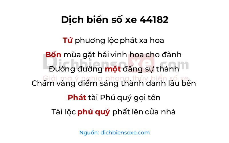 Dịch thơ biển số 44182