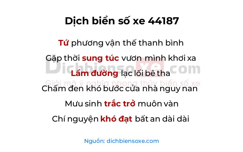 Dịch thơ biển số 44187