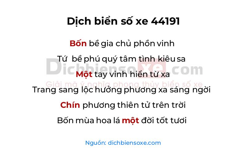 Dịch thơ biển số 44191