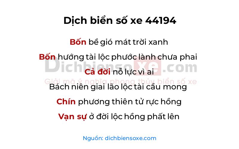 Dịch thơ biển số 44194