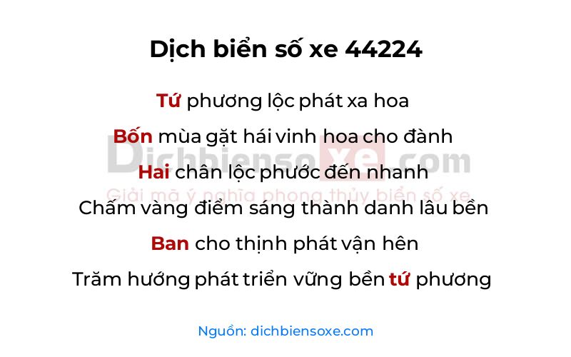 Dịch thơ biển số 44224