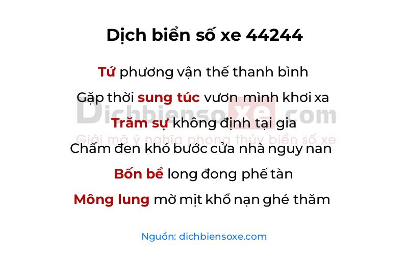 Dịch thơ biển số 44244