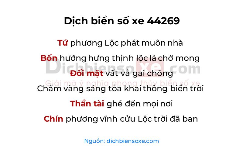 Dịch thơ biển số 44269