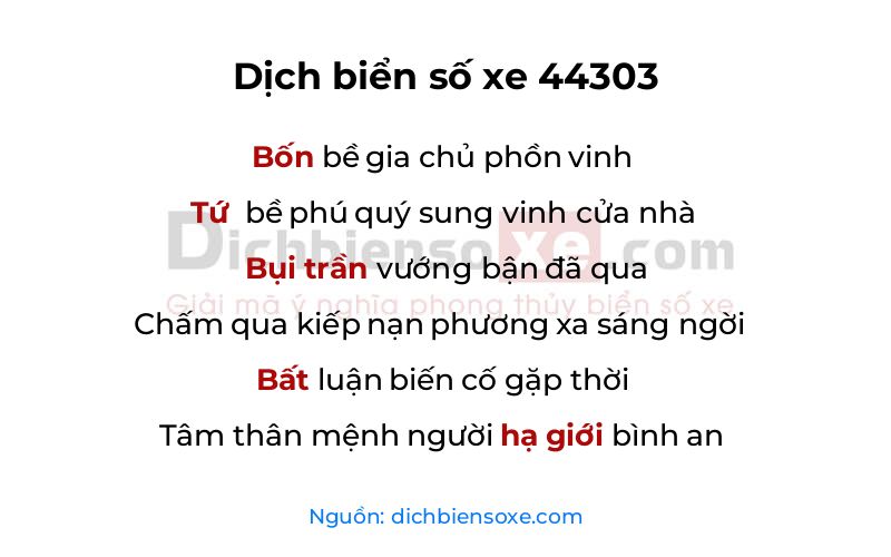 Dịch thơ biển số 44303